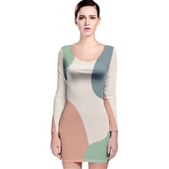 Abstract Shapes  Long Sleeve Velvet Bodycon Dress by Sobalvarro