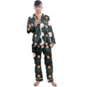 Black peach white  Men s Long Sleeve Satin Pajamas Set View1