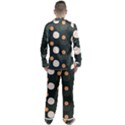 Black peach white  Men s Long Sleeve Satin Pajamas Set View2