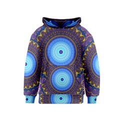 Blue Violet Midnight Sun Mandala Boho Hipppie Kids  Pullover Hoodie by CrypticFragmentsDesign