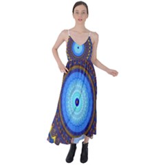 Blue Violet Midnight Sun Mandala Hippie Trippy Psychedelic Kaleidoscope  Tie Back Maxi Dress by CrypticFragmentsDesign