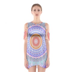 Pretty Pastel Boho Hippie Mandala Shoulder Cutout One Piece Dress by CrypticFragmentsDesign