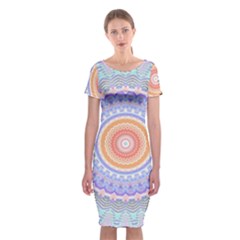 Pretty Pastel Boho Hippie Mandala Classic Short Sleeve Midi Dress by CrypticFragmentsDesign