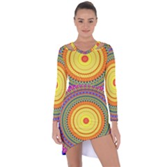 Neon Calliope Kaleidoscope Mandala Asymmetric Cut-out Shift Dress by CrypticFragmentsDesign