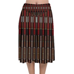 Mechanics Velvet Flared Midi Skirt by PollyParadise