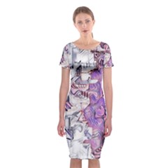 Blooming Lilacs Spring Garden Abstract Classic Short Sleeve Midi Dress by CrypticFragmentsDesign