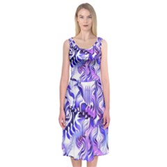 Weeping Wisteria Fantasy Gardens Pastel Abstract Midi Sleeveless Dress by CrypticFragmentsDesign