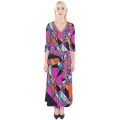 Abstract  Quarter Sleeve Wrap Maxi Dress by LW41021