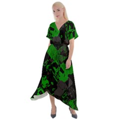 Cyber Camo Cross Front Sharkbite Hem Maxi Dress by MRNStudios