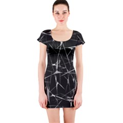 Black And White Splatter Abstract Print Short Sleeve Bodycon Dress by dflcprintsclothing