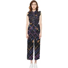 Criss-cross Pattern (multi-colored) Women s Frill Top Jumpsuit by LyleHatchDesign