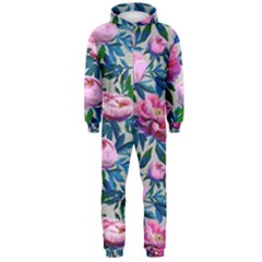 Pink Peonies Watercolor Hooded Jumpsuit (men)  by SychEva