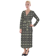 Geometric Textured Ethnic Pattern 1 Velvet Maxi Wrap Dress by dflcprintsclothing