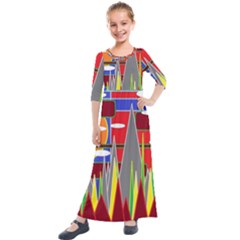 Forrest Sunset Kids  Quarter Sleeve Maxi Dress by LW323