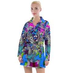 Exotic Flowers In Vase Women s Long Sleeve Casual Dress by LW323