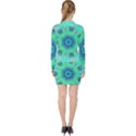 Blue green  Twist V-neck Bodycon Long Sleeve Dress View2