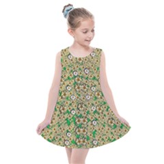 Florals In The Green Season In Perfect  Ornate Calm Harmony Kids  Summer Dress by pepitasart