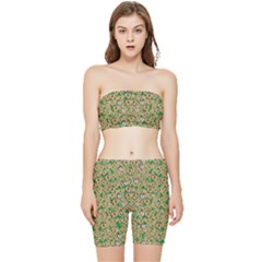 Florals In The Green Season In Perfect  Ornate Calm Harmony Stretch Shorts And Tube Top Set by pepitasart