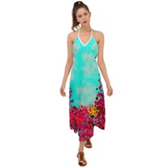 Flowers Halter Tie Back Dress  by LW323