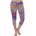 Mixed media leaves Capri Yoga Leggings View1