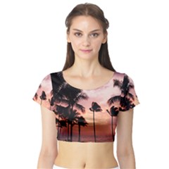 Palm Trees Short Sleeve Crop Top by LW323