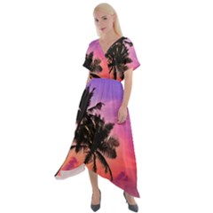 Ocean Paradise Cross Front Sharkbite Hem Maxi Dress by LW323