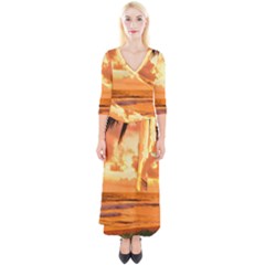 Sunset Beauty Quarter Sleeve Wrap Maxi Dress by LW323