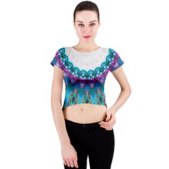 Peacock Crew Neck Crop Top by LW323