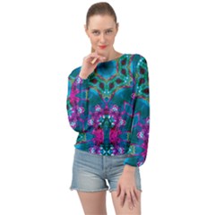 Peacock2 Banded Bottom Chiffon Top by LW323