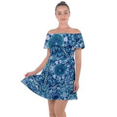 Blue Heavens Off Shoulder Velour Dress by LW323