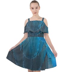 Feathery Blue Cut Out Shoulders Chiffon Dress by LW323