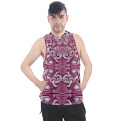 Pink Marbling Symmetry Men s Sleeveless Hoodie by kaleidomarblingart