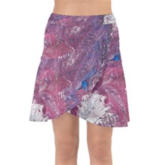 Violet Feathers Wrap Front Skirt by kaleidomarblingart