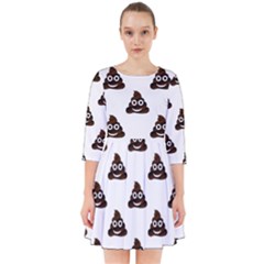 Happy Poo Pattern, Funny Emoji, Emoticon Theme, Vector Smock Dress by Casemiro