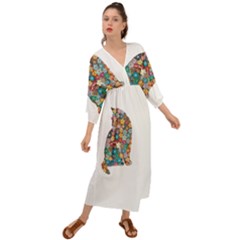 Flower Cat Grecian Style  Maxi Dress by LW323