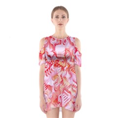 Cherry Blossom Cascades Abstract Floral Pattern Pink White  Shoulder Cutout One Piece Dress by CrypticFragmentsDesign