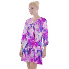 Hot Pink Fuchsia Flower Fantasy  Open Neck Shift Dress by CrypticFragmentsDesign