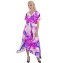 Hot Pink Fuchsia Flower Fantasy  Cross Front Sharkbite Hem Maxi Dress View1