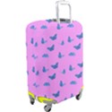 Blue butterflies at pastel pink color background Luggage Cover (Large) View2