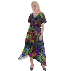 Peacockmania Cross Front Sharkbite Hem Maxi Dress by MrsTheDON