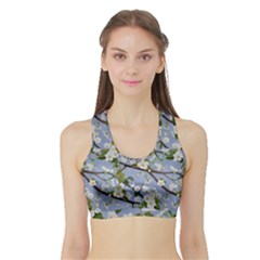 Pear Branch With Flowers Sports Bra With Border by SychEva