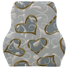   Gold Hearts On A Blue Background Car Seat Velour Cushion  by Galinka