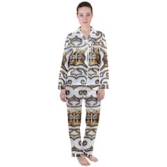 Gold Design Satin Long Sleeve Pajamas Set by LW323