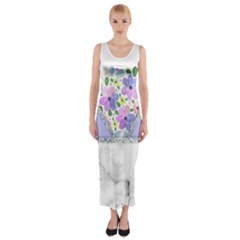 Minimal Purble Floral Marble A Fitted Maxi Dress by gloriasanchez