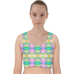 Colorful Neon Pattern  Velvet Racer Back Crop Top by gloriasanchez