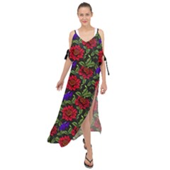 Spanish Passion Floral Pattern Maxi Chiffon Cover Up Dress by gloriasanchez