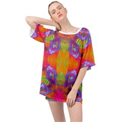 Glitch Futuristic Punk  Oversized Chiffon Top by gloriasanchez