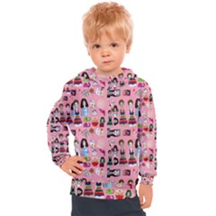 Drawing Collage Pink Kids  Hooded Pullover by snowwhitegirl