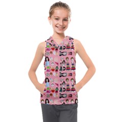 Drawing Collage Pink Kids  Sleeveless Hoodie by snowwhitegirl