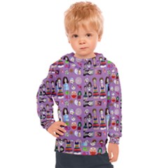 Drawing Collage Purple Kids  Hooded Pullover by snowwhitegirl